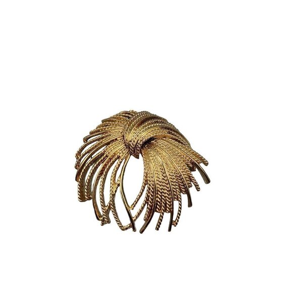 Monet Mirador Brooch Gold Tone Wheat Rope Spray Vintage - Picture 9 of 16